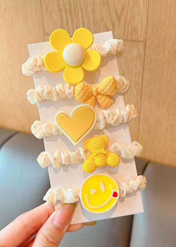 23-5pc Yellow Flower rubber bands-PM-HAB-42013-Pablo-Mode