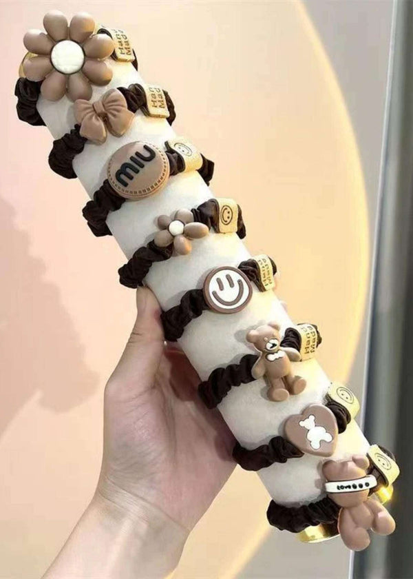 24-dark Brown Floral Hair Ties-PM-HAB-42014-Pablo-Mode (1)