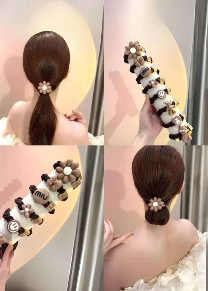 24-dark Brown Floral Hair Ties-PM-HAB-42014-Pablo-Mode (2)