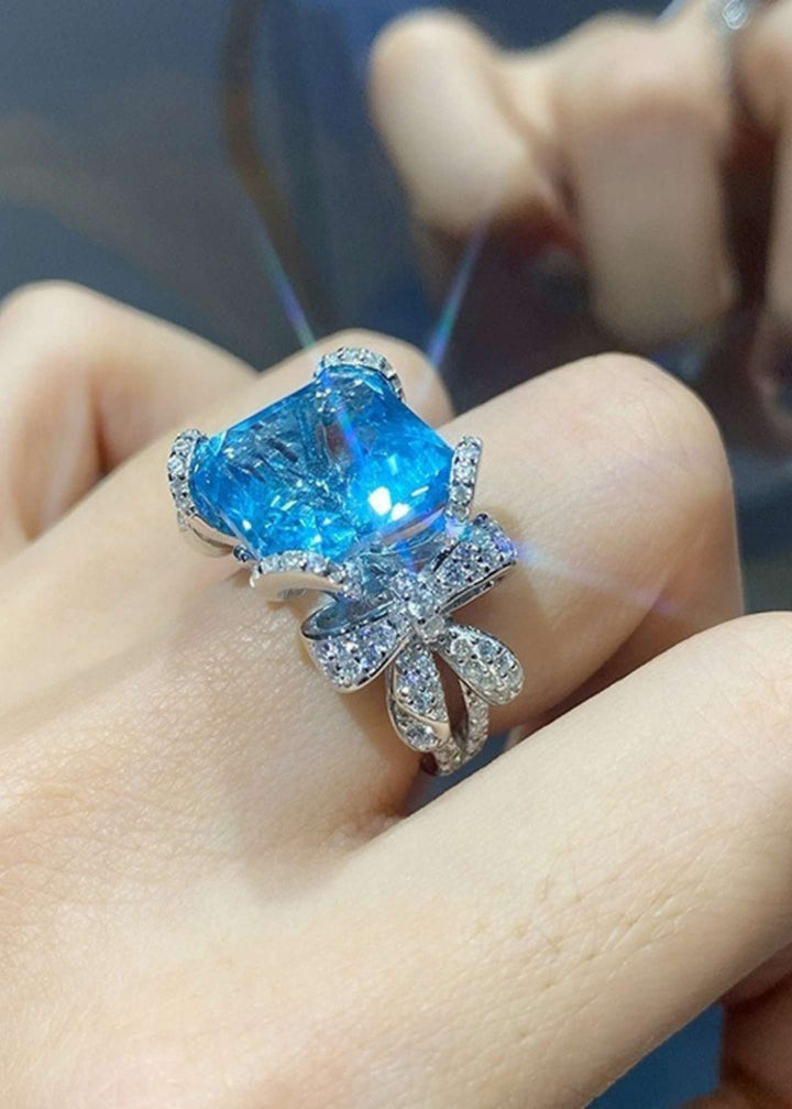 Blue Topaz Zircon Bow Open Ring-PM-R52015-Pablo-Mode (2)
