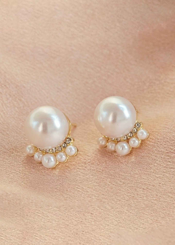 French Pearl Stud Earrings-PM-ER-51013-Pablo-Mode