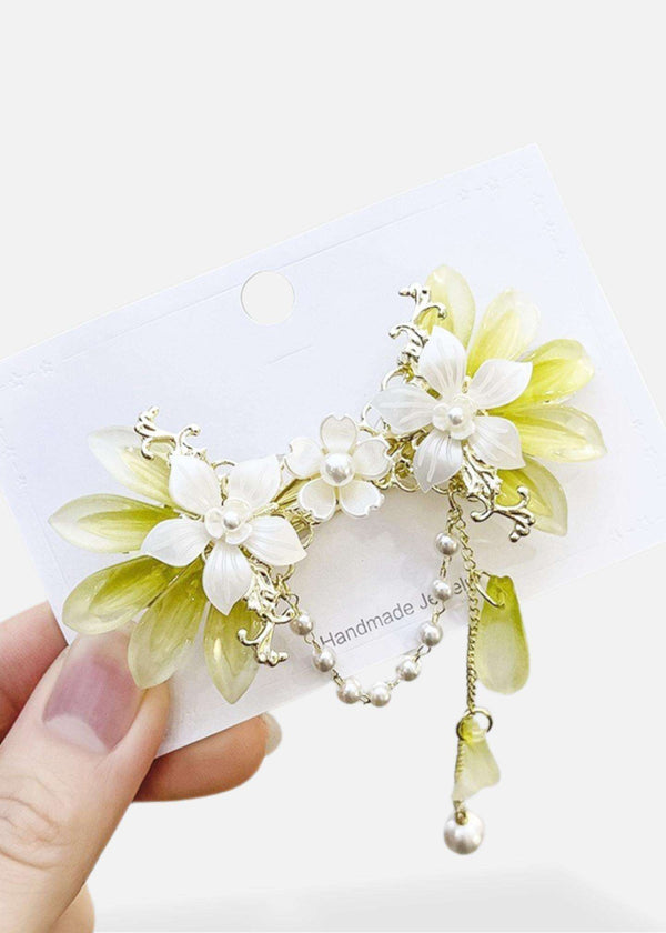 Pearl & Floral Hair Clip with Dangle Chains-PM-HAC-40014 (1)