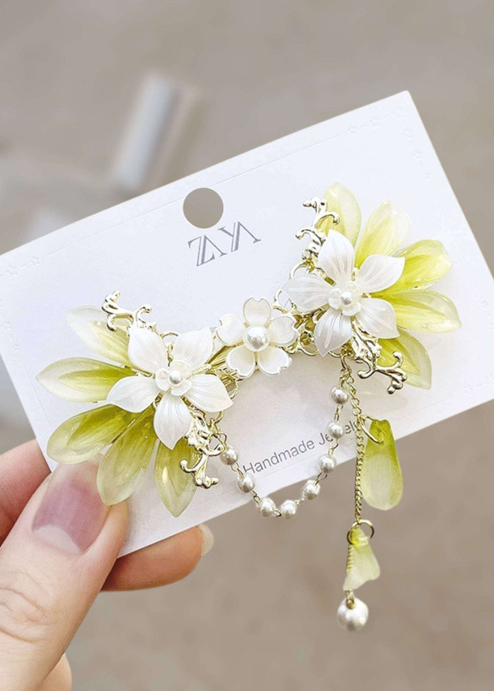 Pearl & Floral Hair Clip with Dangle Chains-PM-HAC-40014 (5)