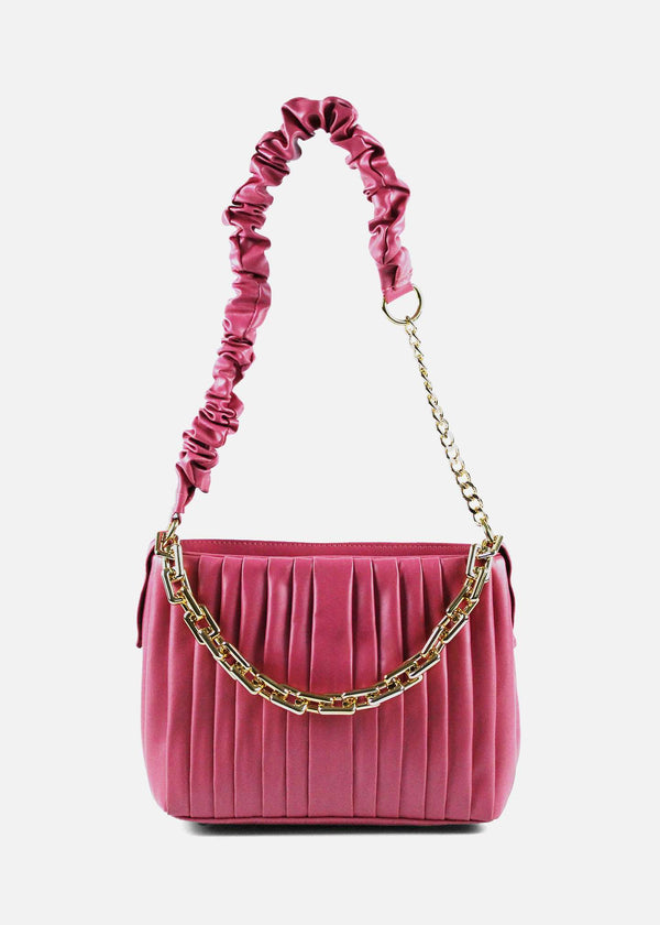 Pleated Berry Pink Ruched Shoulder Bag-(1)-PMBG-241103-1-HPkPgc-Pablo Mode