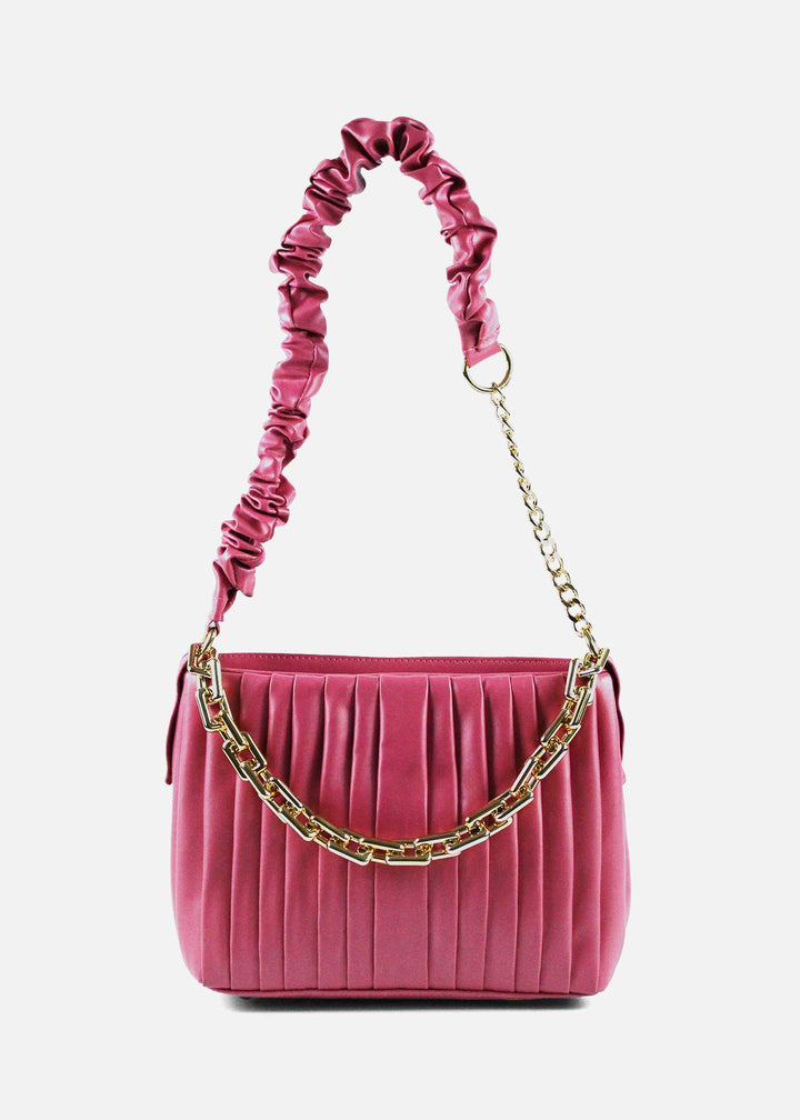 Pleated Berry Pink Ruched Shoulder Bag-(1)-PMBG-241103-1-HPkPgc-Pablo Mode