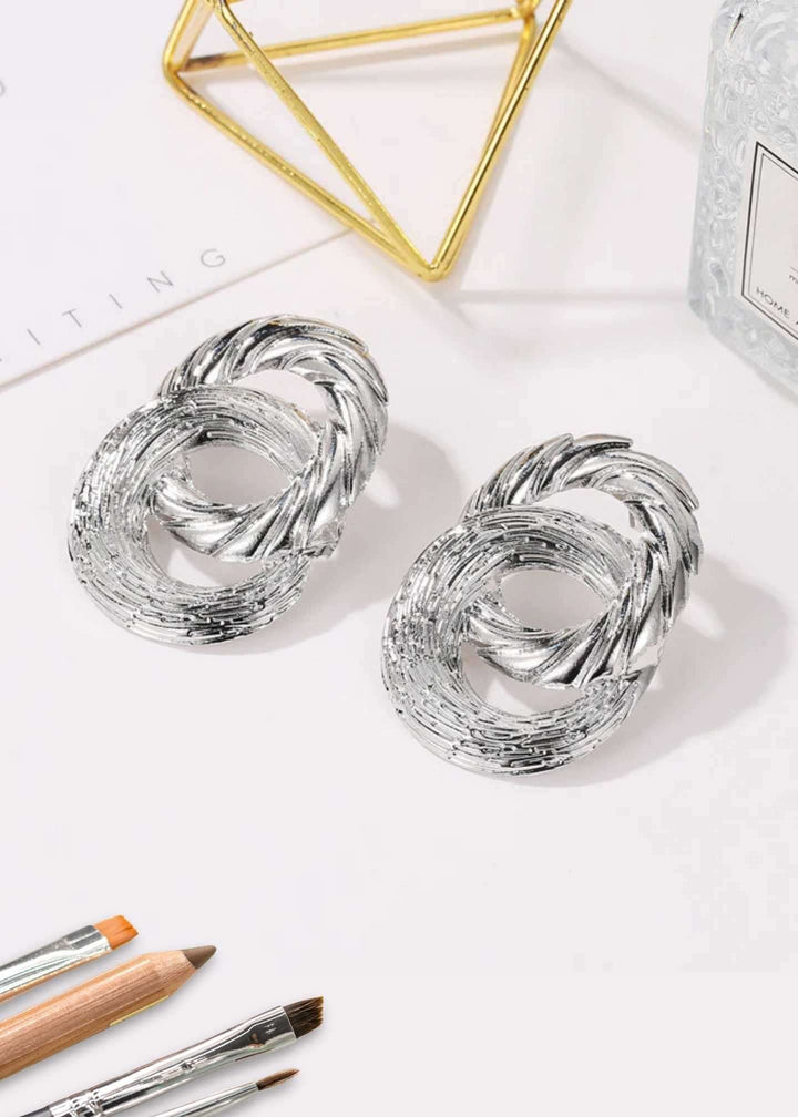 Silver Intertwined Circle Earrings-PM-ER-51023-Pablo-Mode