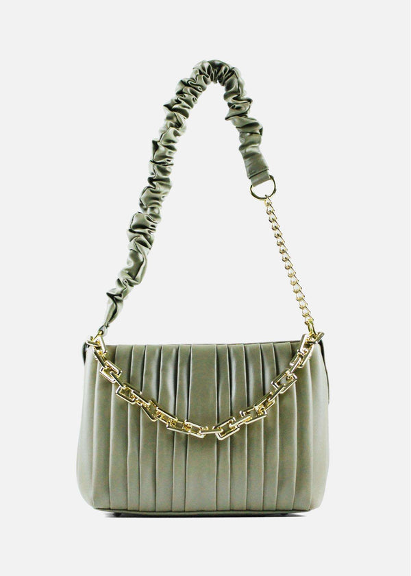Pleated Dark Khaki-Green Shoulder Bag-(1)PMBG-241103-2-PbPgc-Pablo Mode