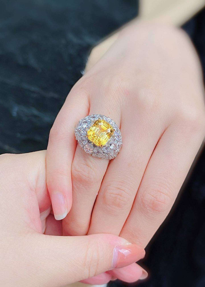 Yellow CZ Sterling Silver Cushion Ring-PM-R52018-Pablo-Mode (1)
