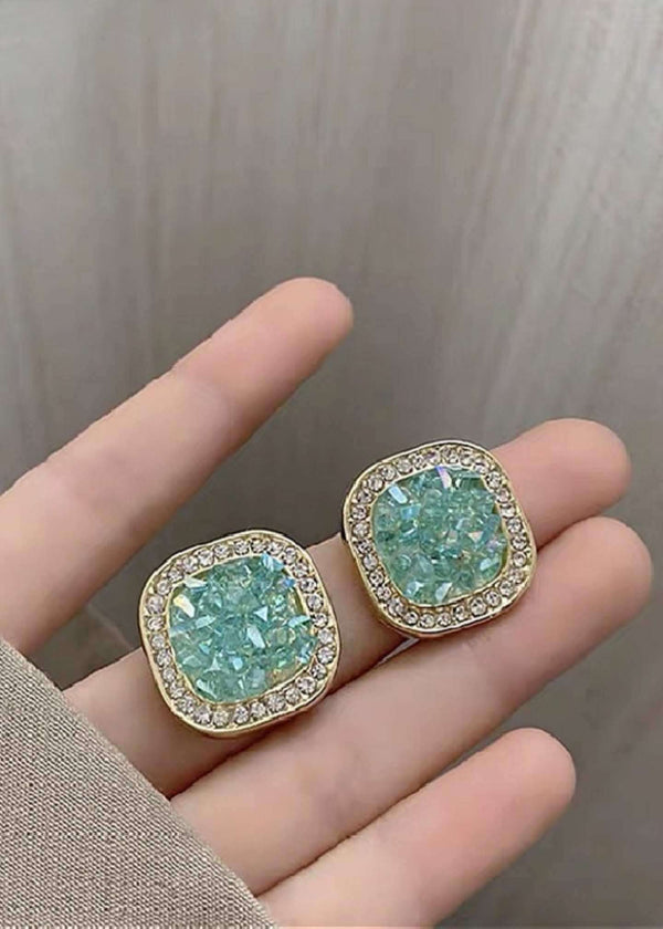 Aqua Green CZ Stud Earrings-PM-ER-51028-PAblo-Mode
