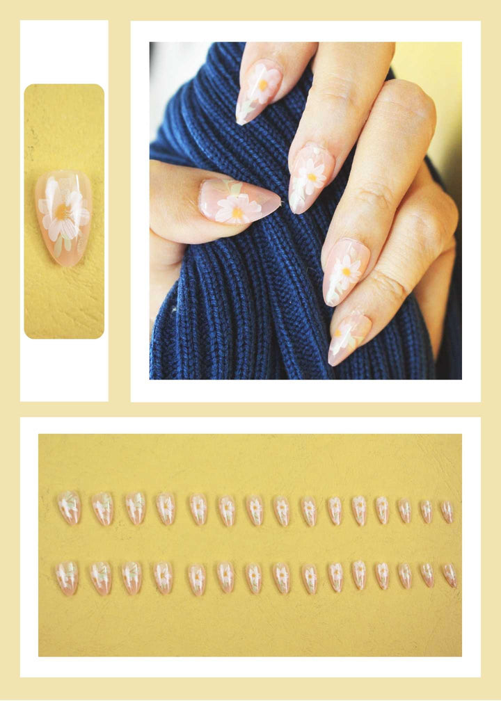 white daisy Press-On Nails-2-PM-FN-60023-Pablo-Mode